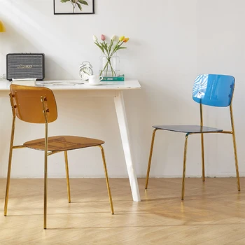 Минималистичный обеденный стул для кухни в помещении, скандинавский пластиковый Современный шезлонг на балконе, дизайнерская акриловая мебель для дома Silla Comedor
