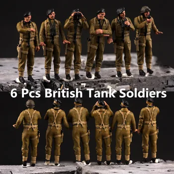 Модель в масштабе 1:72, 6 шт., реалистичная фигурка британских солдат-танкистов, 6 кукольных игрушек-солдат, коллекция аксессуаров для сцен 