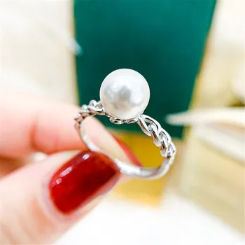 Модное золотое серебряное кольцо пустой держатель S925 ювелирные изделия из стерлингового серебра DIY жемчужные аксессуары подходят для бусин 6-9 мм