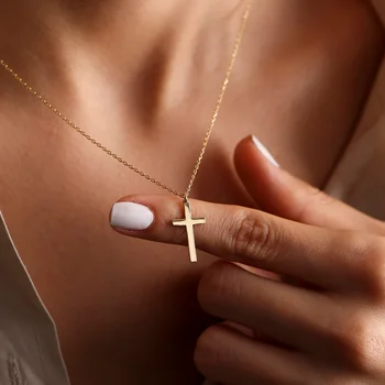 Модный крест из нержавеющей стали, Золотое, серебряное ожерелье для женщин, мужчин, изысканные ожерелья-цепочки, ювелирные изделия, подарок на день рождения