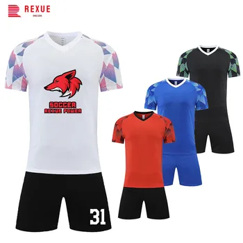 Мужские детские футбольные майки, лидер продаж, футболка с геометрическим принтом и короткими рукавами для мальчиков и шорты, Футбольная форма для тренировок, одежда