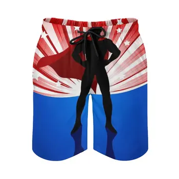 Мужские плавки Superhero, быстросохнущие волейбольные пляжные шорты с карманами для мужчин, Superhero Kids, Kid Boys, Boy Room, Синие, красные