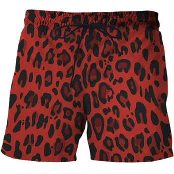 Мужские пляжные шорты с леопардовым принтом, мужская одежда для вечеринок с 3D-принтом, повседневные пляжные шорты harajuku, дышащий купальник homme oversize