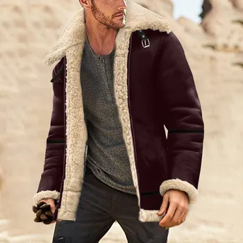 Мужское осенне-зимнее пальто больших размеров с воротником-лацканом, кожаная куртка с длинным рукавом, винтажное утепленное пальто, легкие мужские куртки