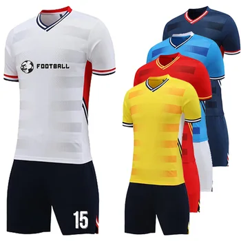 Мужской футбольный комплект для тренировок, короткий рукав и шорты, индивидуальный трикотаж на заказ, Дышащий быстросохнущий полиэстер
