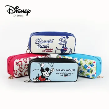 Мультяшная сумка для ручек Disney с Микки и Дональдом Даком Lotso большой емкости для учащихся начальной и средней школы, канцелярская сумка для карандашей на молнии,