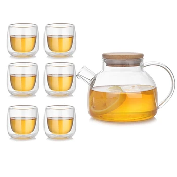 Набор чайников из прозрачного стекла Термостойкий Цветочный чайник Кувшин для воды Прозрачный Чайник Кофейники Чайный набор Пуэр Контейнер для сока