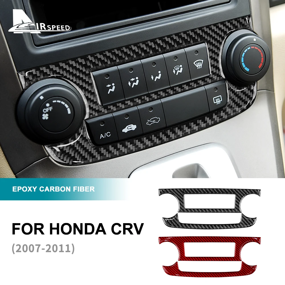 Настоящее углеродное волокно для Honda CRV CR-V 2007 2008 2009 2010 2011 Аксессуары для крышки кнопки кондиционера центрального управления LHD RHD . ' - ' . 0