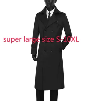 Новое поступление, Модное Высококачественное Осеннее Мужское Длинное пальто X-long, Повседневное Двубортное Толстое Супер Большое пальто, Плюс Размер S-10XL