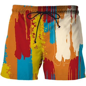 Новые летние мужские шорты с 3D принтом в стиле арт-граффити, быстросохнущие плавательные шорты, повседневные пляжные брюки оверсайз, трендовая мужская одежда