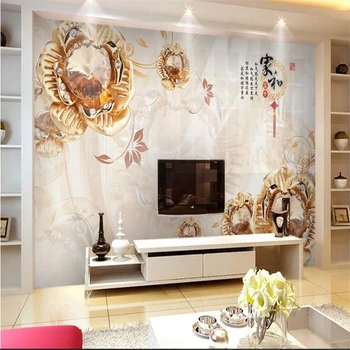Обои beibehang Большая фреска Новый дом и богатые бриллиантовые цветы Фон Настенная живопись Обои обои для стен 3 d