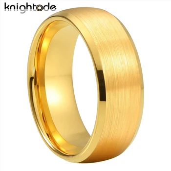 обручальное кольцо из карбида вольфрама золотого цвета 6 мм 8 мм для мужчин и женщин, кольца для пары, матовая отделка со скошенными краями, Комфортная посадка