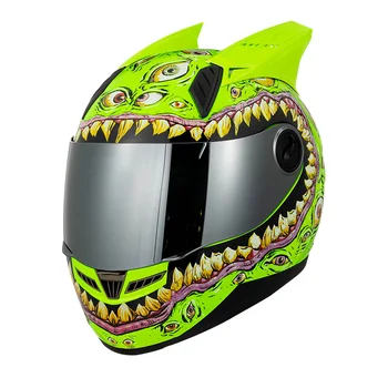 Одобренный В Горошек Зеленый шлем с Большими Глазами Классический Шлем для велосипедных гонок Мотокросс Скоростной Спуск Мотоциклетный шлем