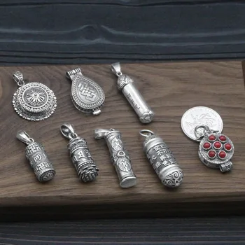 Оптовая продажа 925 Стерлингового Серебра Gawu Box Кулон Шурангама Мантра Непальское Тайское Серебро Тибетский Буддийский Полый Кулон Ювелирные изделия