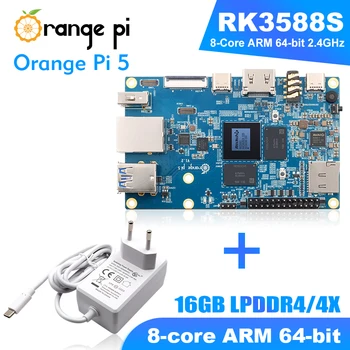 Оранжевый Pi 5 И Блок питания 16G RK3588S PCIE Модуль Внешний WiFi BT Одноплатный Компьютер Под управлением Android Debian Development Board