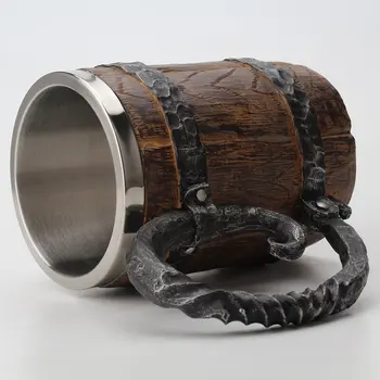 Оригинальная кружка для питья Viking, запечатанная имитация журнала, Двойная кружка из нержавеющей стали, лучший подарок для дома, кофейные или чайные чашки цвета дерева