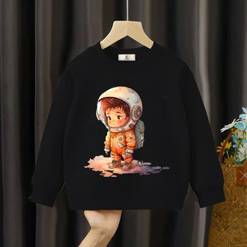 Оригинальные толстовки для детей-астронавтов, одежда для маленьких мальчиков с принтом мальчика-астронавта, весенние винтажные толстовки для детей-астронавтов и девочек