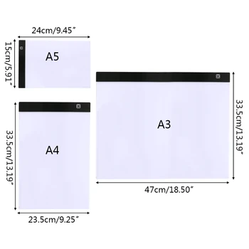 Планшет для рисования A3/A4/A5 Цифровая Графическая панель Светодиодный световой короб Копировальная доска для письма 24BB