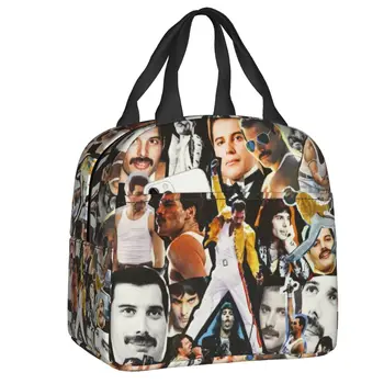 Портативный ланч-бокс Freddie Mercury Collage для женщин, кулер, Термоизолированная сумка для ланча Queen Rock, Школьники, студенты