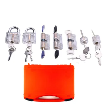 прозрачный набор практических отмычек из 7 предметов с красной коробкой для профессионального набора инструментов для ремонта слесаря