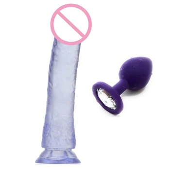 реалистичный фаллоимитатор 2шт с анальной пробкой на присоске для женщин, секс-игрушка для взрослых для пары N7YB