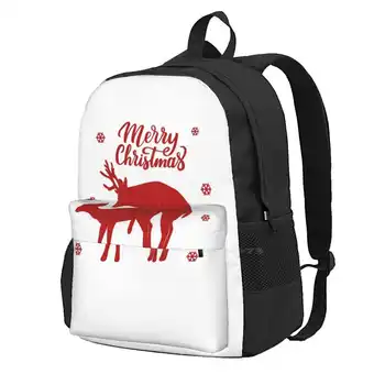 Рюкзак с горбатым оленем для студента, школьный ноутбук, дорожная сумка, сезон горбатых оленей, типография, каллиграфия, Санта-Клаус
