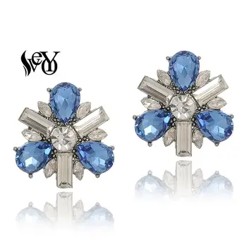 Серьги-гвоздики с кристаллами VEYO для женщин, милые серьги, 7 цветов, модные украшения, подарок