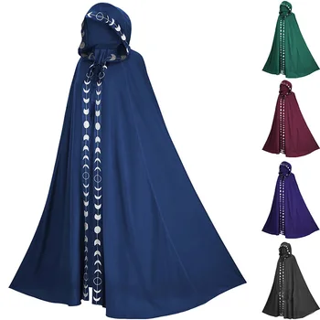 Средневековый плащ на Хэллоуин, пальто с капюшоном, мужская Женская винтажная готическая накидка вампира, дьявола, ведьмы, волшебника, рыцаря, викинга, косплей-костюм
