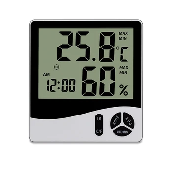 Термометр с ЖК-дисплеем и гигрометр, Комнатный термометр, Электронный Бытовой термометр с будильником