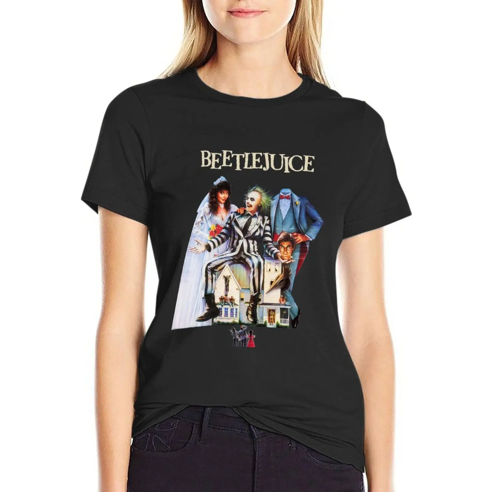 Топы с футболками Beetlejuice, футболки оверсайз, графическая футболка, однотонные футболки для женщин . ' - ' . 0