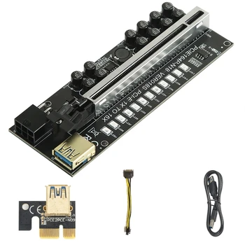Удлинитель Видеокарты VER018S, 3 Интерфейса, 12 Конденсаторных Светодиодов, Плата адаптера PCI-E от 1x до 16x