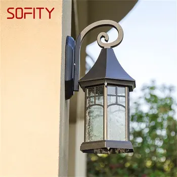Уличные ретро-настенные бра SOFITY Light LED Водонепроницаемая черная лампа IP65 для украшения крыльца дома