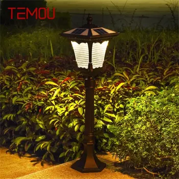 Уличные фонари для газона TEMOU, солнечная ретро-коричневая садовая лампа, светодиодная водонепроницаемая IP65, декоративная для дуплекса
