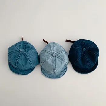Хлопковые шляпы в Корейском джинсовом стиле, Детские Мягкие Дышащие Регулируемые Пляжные кепки, Летние Солнцезащитные кепки для путешествий, 2-4 года