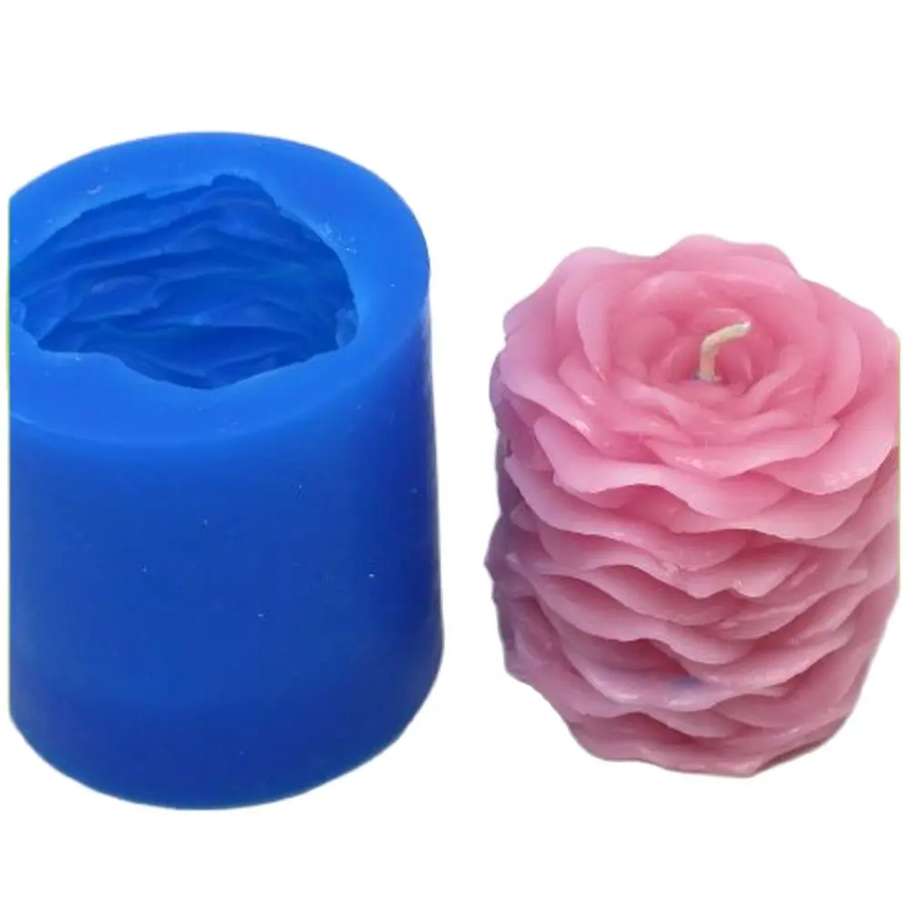 3D Цилиндр с перекрытием, силиконовые формы в виде лепестков роз, Форма для выпечки шоколадного торта на День Святого Валентина, форма для выпечки полимерного мыла, свеча . ' - ' . 1