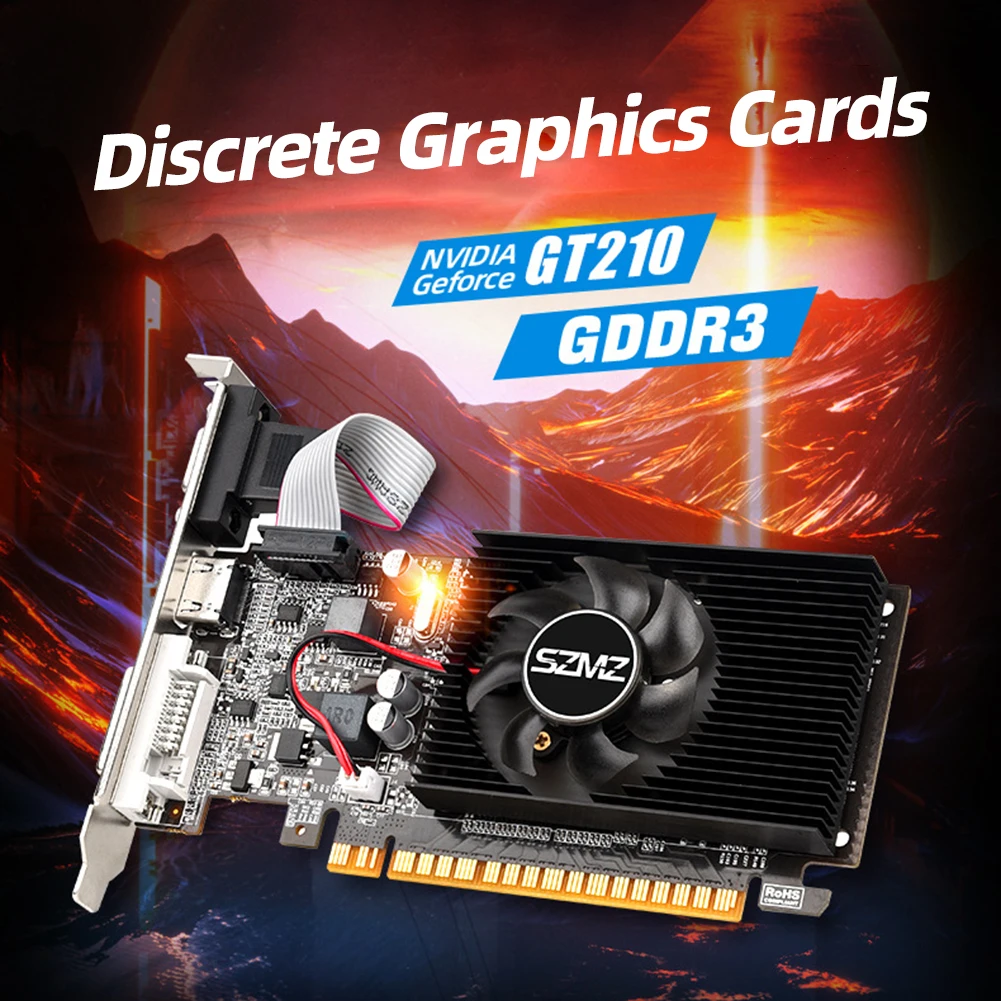 Видеокарта GT 210 1 ГБ Видеокарты PCI-E Pcie 2.0 X16 VGA DVI Видеокарта GT210 1 ГБ Видеокарта Для NVIDIA Geforce 1 ГБ PC GPU . ' - ' . 1