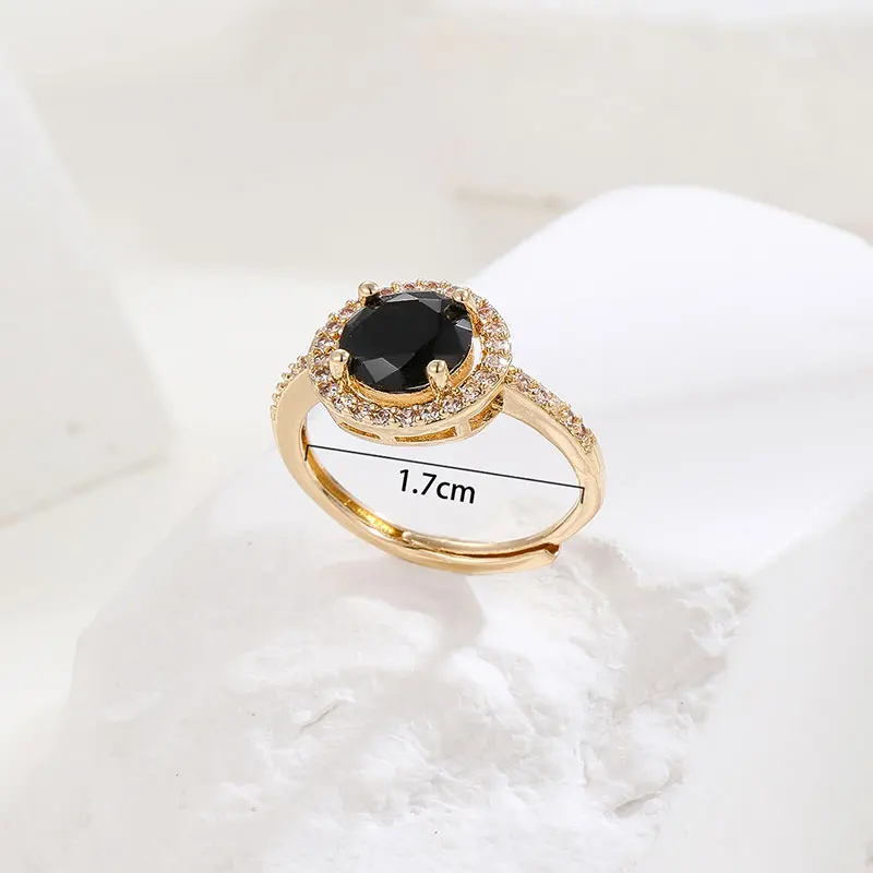 Женские кольца Obega с кубическим цирконием, черный цвет, Позолоченное кольцо для девочек, модные Аксессуары для вечеринок, Подарки . ' - ' . 1