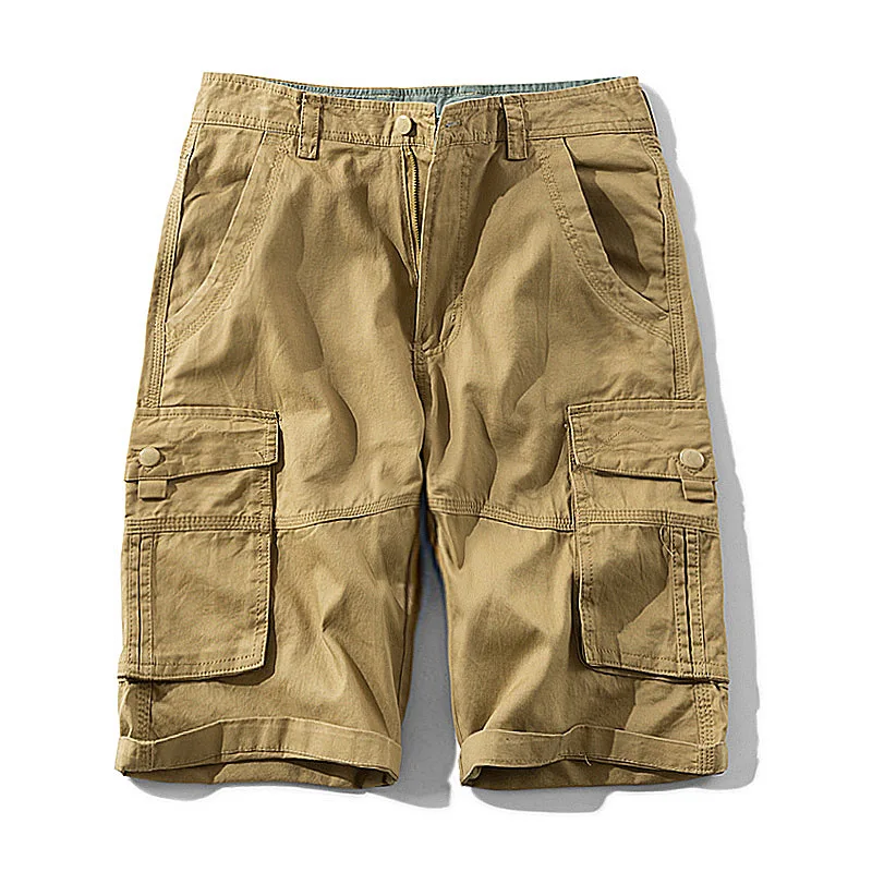 Летние мужские повседневные короткие брюки из чистого хлопка, выстиранные для работы с инструментами, Короткие брюки для мужчин, Военные шорты большого размера с несколькими карманами, Прямые . ' - ' . 1