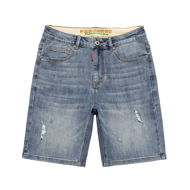 Молодежные очень большие летние мужские модные джинсовые шорты с дырками плюс размер хлопчатобумажные выстиранные брюки среднего размера 135 кг шорты XL 2XL 3XL 5XL 6XL 7XL . ' - ' . 1