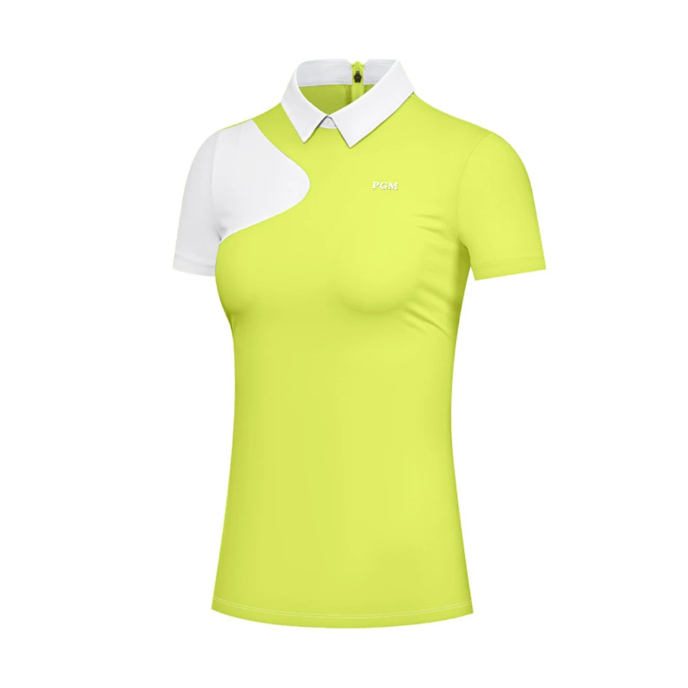 Женская футболка PGM с короткими рукавами, летние рубашки для гольфа, спортивная облегающая одежда, женские быстросохнущие дышащие топы с отворотами, одежда для гольфа . ' - ' . 2