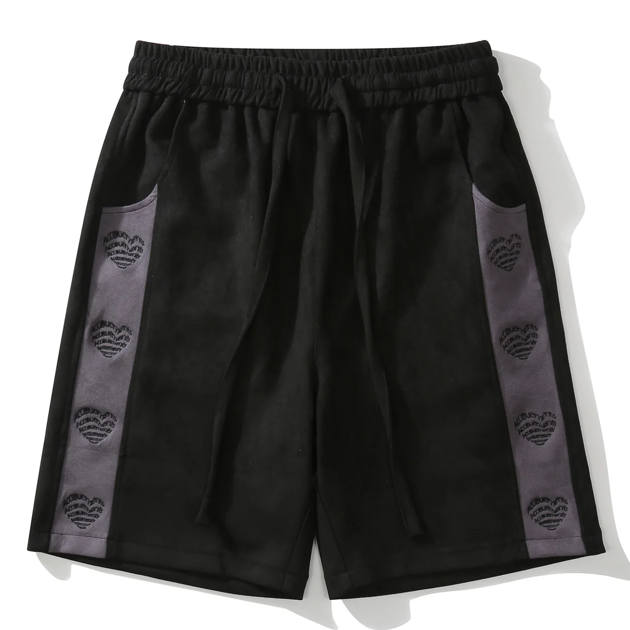 Повседневные Летние мужские спортивные штаны в стиле Харадзюку в стиле хип-хоп с вышивкой в виде сердца, цветной блок, Лоскутные Спортивные штаны, Уличная одежда, Модные шорты . ' - ' . 2