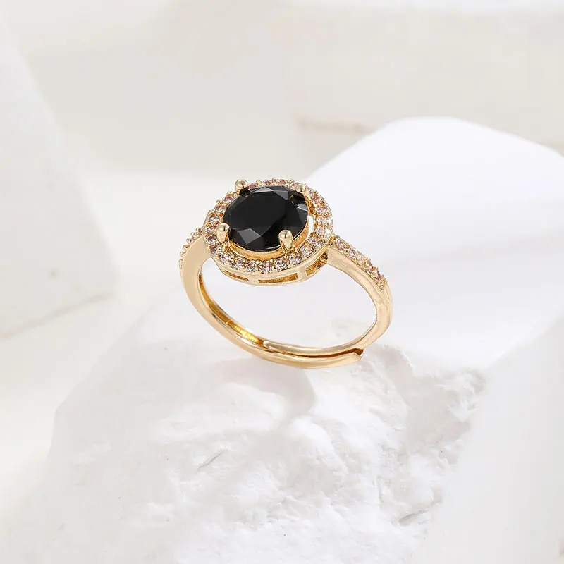 Женские кольца Obega с кубическим цирконием, черный цвет, Позолоченное кольцо для девочек, модные Аксессуары для вечеринок, Подарки . ' - ' . 3