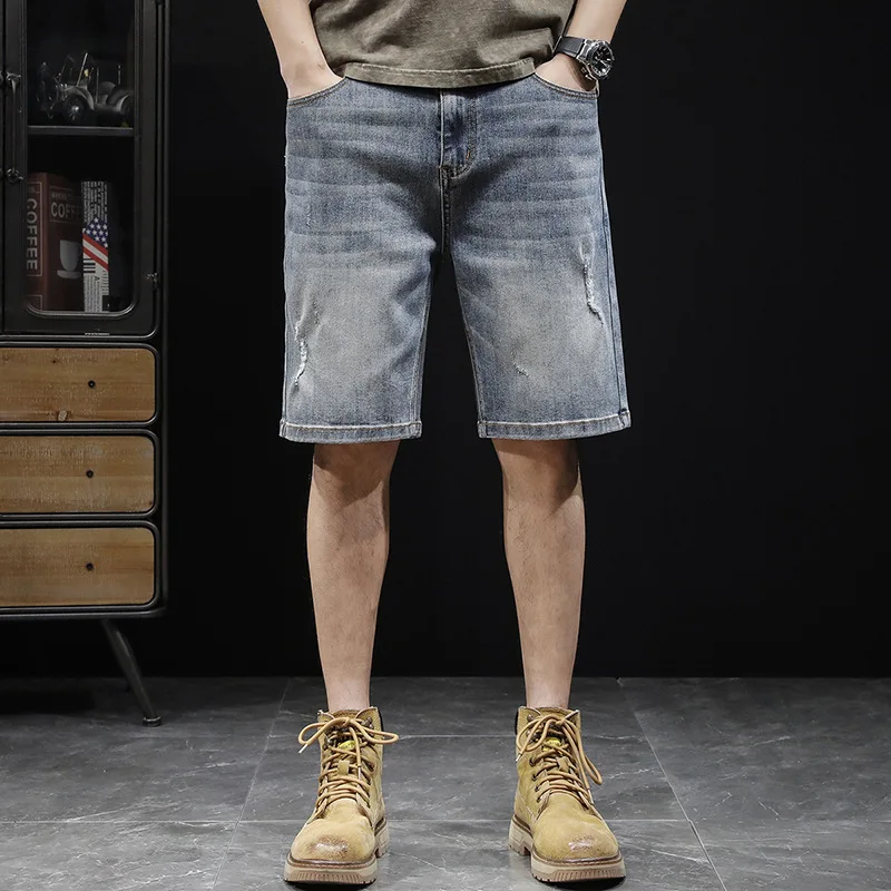 Молодежные очень большие летние мужские модные джинсовые шорты с дырками плюс размер хлопчатобумажные выстиранные брюки среднего размера 135 кг шорты XL 2XL 3XL 5XL 6XL 7XL . ' - ' . 3