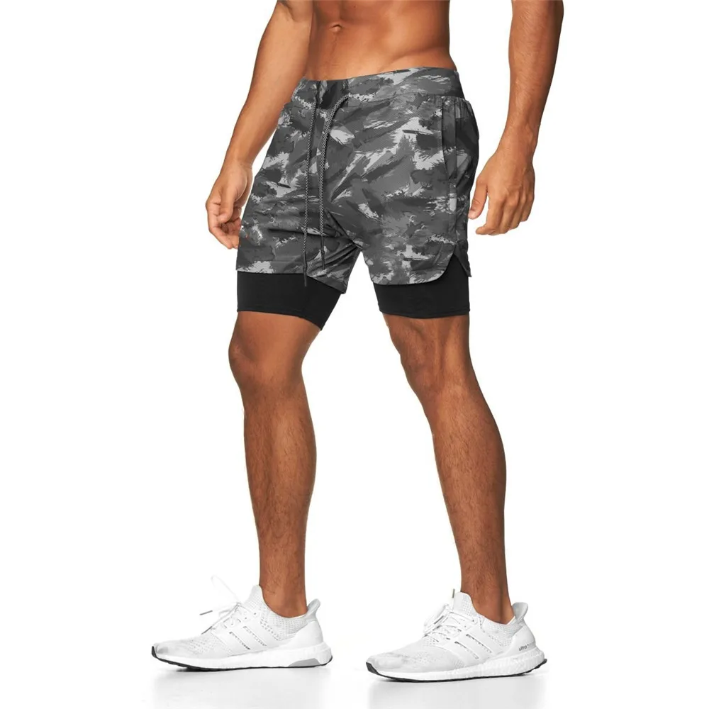Мужские шорты для бега 2 в 1, Быстросохнущие двухслойные Короткие брюки для бега в тренажерном зале, мужские летние Спортивные тренировочные штаны . ' - ' . 3