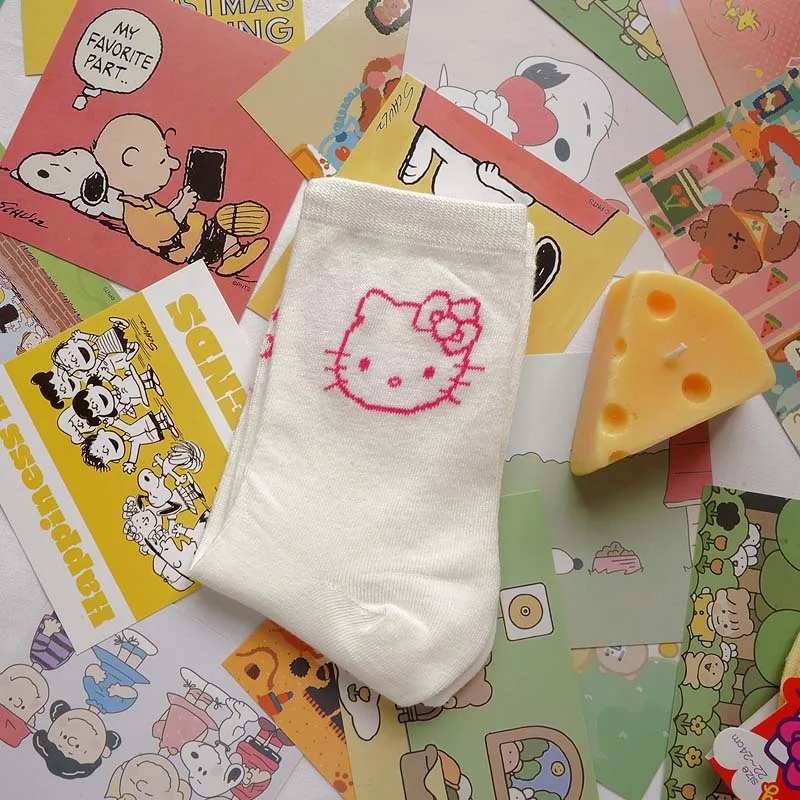 Носки Kawaii Sanrios С милым Рисунком Hellokittyed Girl Heart Academy Style Jk Универсальные Хлопчатобумажные Носки Игрушки для девочек Подарки . ' - ' . 3