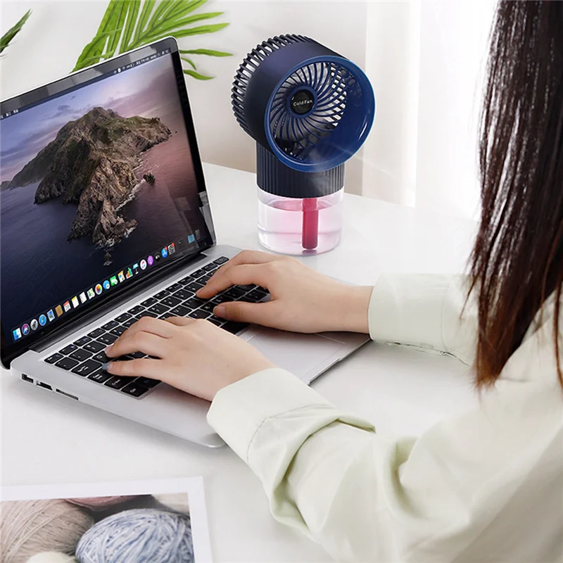 Охлаждающий вентилятор, вентилятор для кондиционирования воздуха, USB-зарядка, спрей для увлажнения, бесшумный маленький вентилятор для домашнего офиса 1 . ' - ' . 3