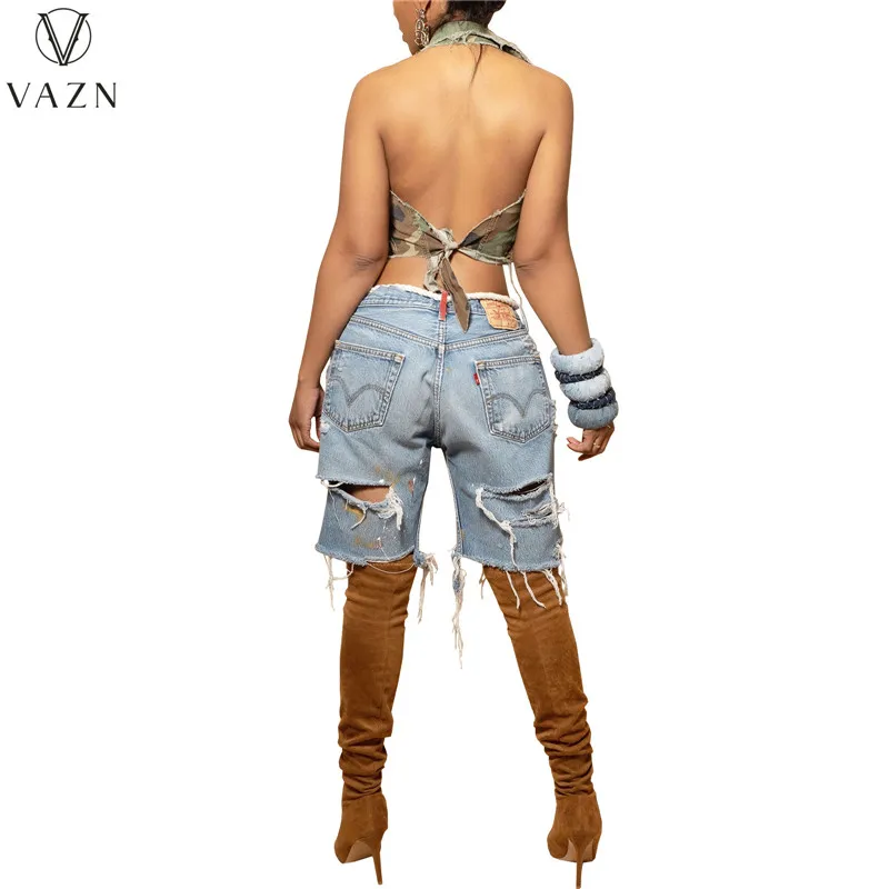 VAZN 2023 Летние Открытые джинсовые Однотонные Молодые Сексуальные джинсовые брюки с кисточками Длиной до колен в Джокерском уличном стиле с высокой талией, женские короткие брюки . ' - ' . 5