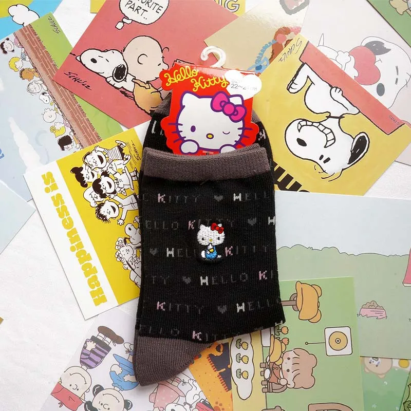 Носки Kawaii Sanrios С милым Рисунком Hellokittyed Girl Heart Academy Style Jk Универсальные Хлопчатобумажные Носки Игрушки для девочек Подарки . ' - ' . 5